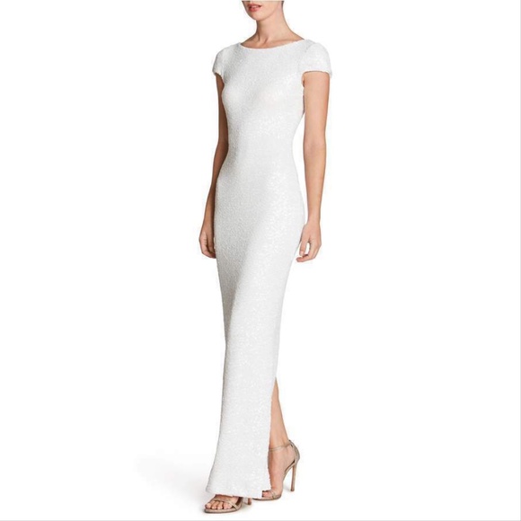 open lace back dress Teresa Organza Gown in Poppy by Theia Couture